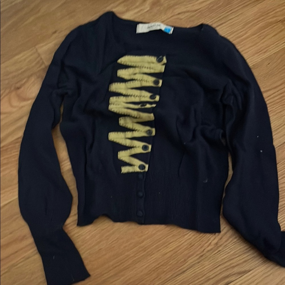 Sparrow Dark Blue Cardigan with Yellow Accents